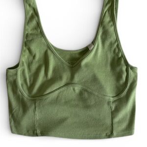 Green Ribbed PAC Sun Women's Crop Tank size S
